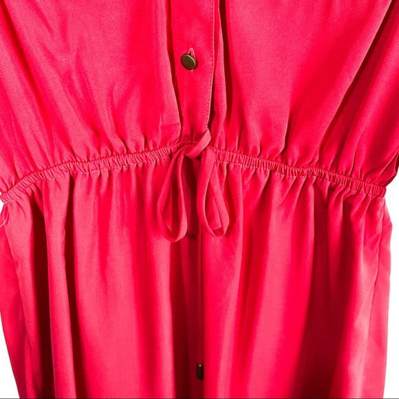 Bebop Red Size Small Shirt Style Adjustable Sleeve Elastic Waist Light Dress NWT - Picture 6 of 10
